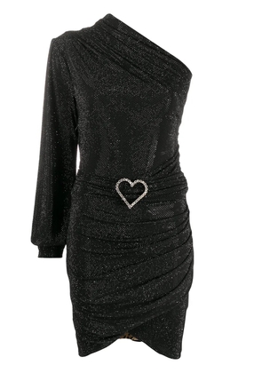 Philipp Plein one-shoulder crystal-heart dress - Black
