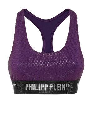 Philipp Plein rhinestone-embellished racerback bra - Purple