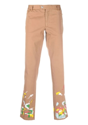 Philipp Plein paint-splatter effect chinos - Brown