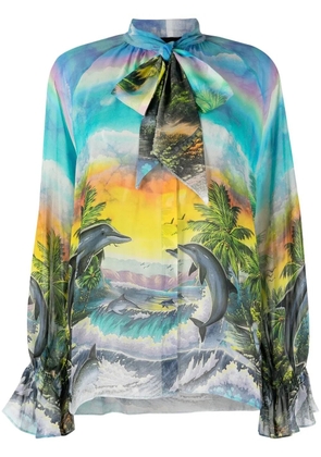 Philipp Plein Hawaii-print chiffon shirt - Blue