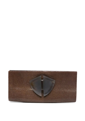Giorgio Armani Pre-Owned 2000s stingray clasp clutch - Brown
