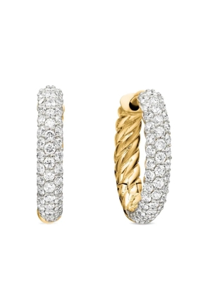 David Yurman 18kt yellow gold Petite Pavé diamond huggie hoop earrings (14mm)