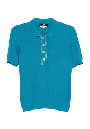 Ferragamo Pre-Owned 1970s ribbed polo shirt - Blue