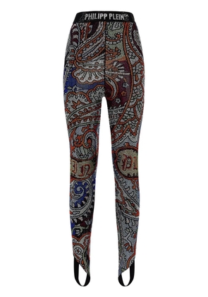 Philipp Plein paisley rhinestone-embellished leggings - Multicolour