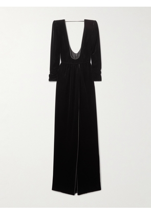 Valentino Garavani - Open-back Velvet Gown - Black - IT36,IT38