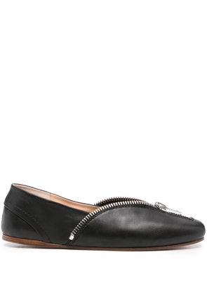 JW Anderson zip-detail leather ballet flats - Black