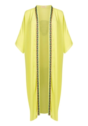 Olympiah contrast-trim long kimono - Green