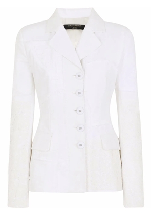 Dolce & Gabbana lace-patchwork single-breasted blazer - White
