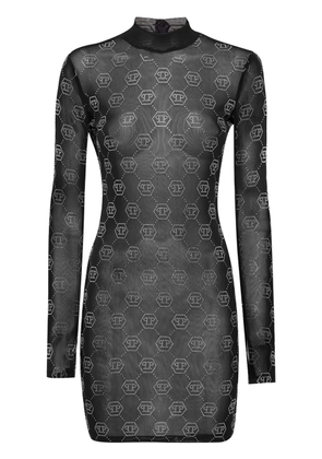 Philipp Plein monogram tulle dress - Black