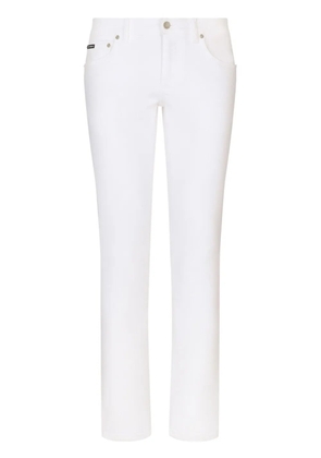 Dolce & Gabbana logo-plaque stretch-cotton skinny jeans - White