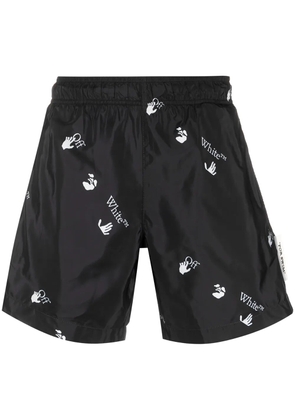 Off-White Hands-Off print swim shorts - Black