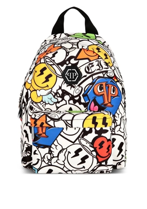 Philipp Plein Smile-print backpack - White