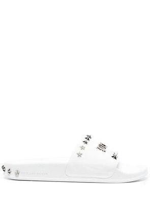 Philipp Plein Gothic Plein stud-studded slides - White