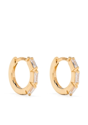 Suzanne Kalan 18kt yellow gold Bold Triple diamond small hoop earrings