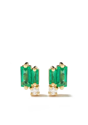 Suzanne Kalan 18kt yellow gold Fireworks emerald and diamond studs