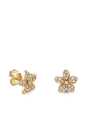 Sydney Evan 14K yellow gold Plumeria diamond stud earrings