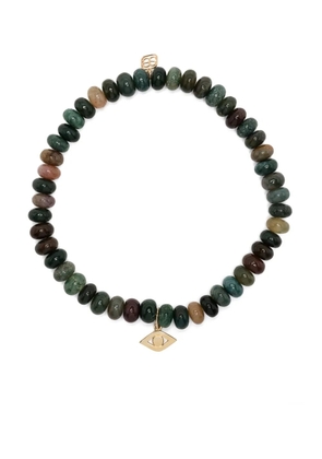 Sydney Evan 14kt yellow gold Evil Eye agate beaded bracelet - Green