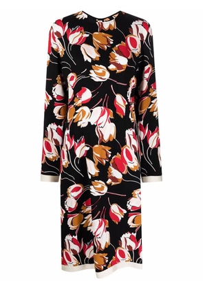 Marni abstract-print long-sleeve dress - Black