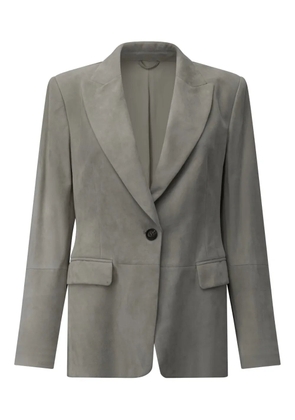Brunello Cucinelli single-breasted suede-leather blazer - Grey