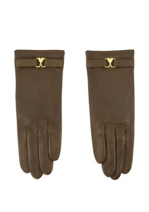 AMI Paris Ami De Coeur leather gloves - Brown
