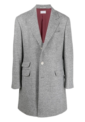 Brunello Cucinelli chevron-knit single-breasted coat - Grey