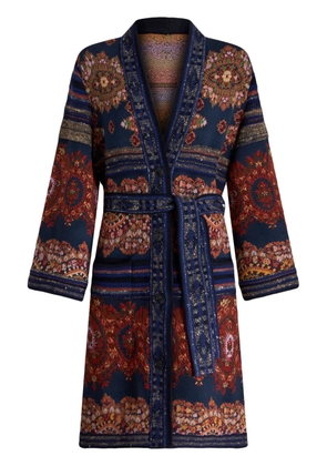 ETRO paisley-print belted trench coat - Blue