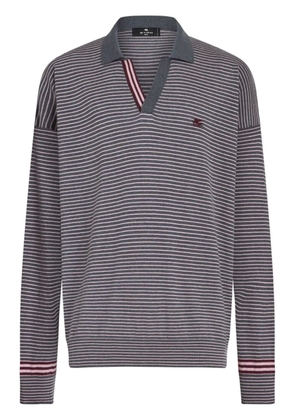 ETRO logo-embroidered striped polo shirt - Grey