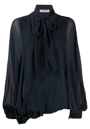 Valentino Garavani pussybow pouf sleeve blouse - Blue