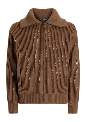 Dolce & Gabbana zip-up ribbed cardigan - Brown