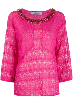 Blumarine embellished decorative knit blouse - Pink