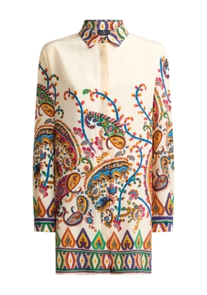 ETRO floral paisley print silk shirt - Neutrals