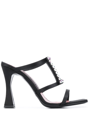 Les Petits Joueurs Hoya studded satin mules - Black