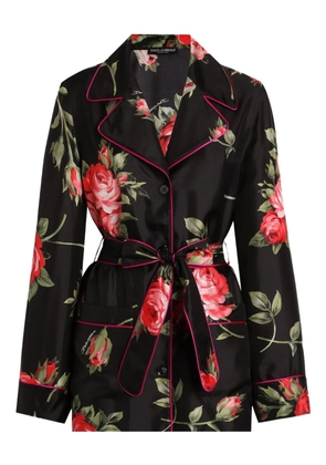 Dolce & Gabbana floral-print belted blouse - Black