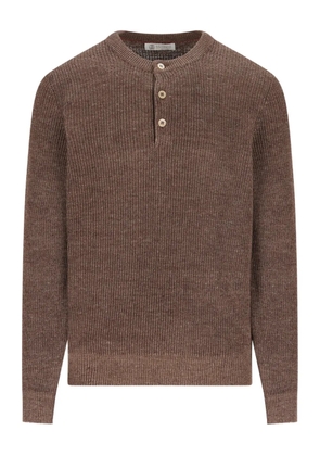 Brunello Cucinelli button-placket ribbed sweater - Brown