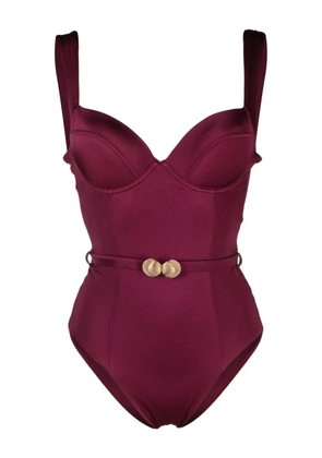 Noire Swimwear corset-style belted swimsuit - Pink