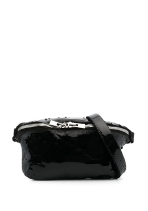 Guidi zip-up patent leather belt bag - Black