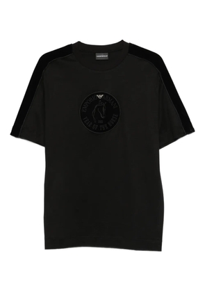Emporio Armani velvet-panel T-shirt - Black