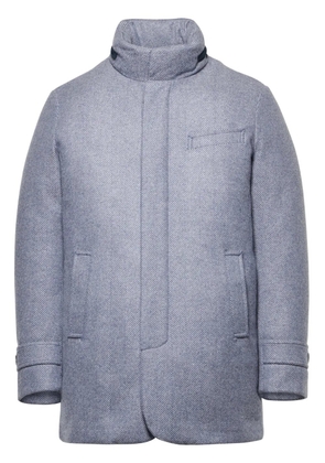 Norwegian Wool herringbone padded hooded jacket - Blue