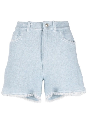 Barrie fine-knit fringe-detail shorts - Blue
