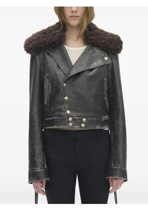 Ann Demeulemeester shearling-collar jacket - Black