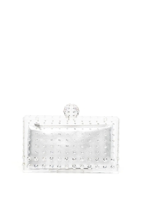Aquazzura Tequila rhinestone-embellished clutch bag - Neutrals