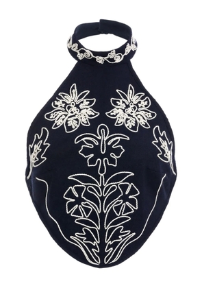 Agua Bendita Elay embroidered halter-neck top - Blue