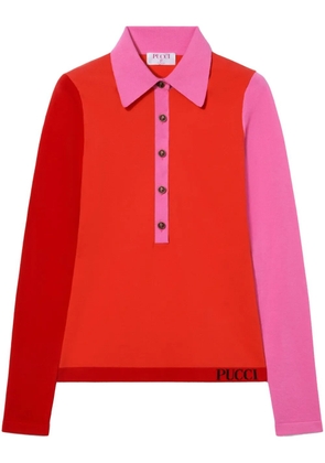 PUCCI colour-block knitted polo shirt - Red