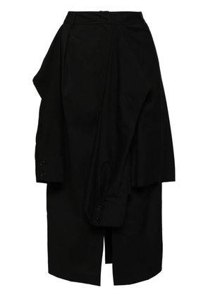 Goen.J layered shirt-detail midi skirt - Black