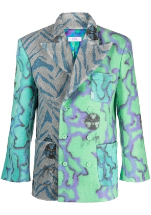 ERL zebra-print double-breasted blazer - Green