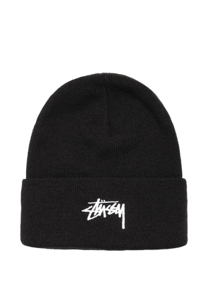Stüssy Stock logo-embroidered beanie hat - Black