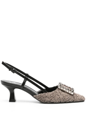 Roberto Festa Stefi 60mm crystal-embellished slingback pumps - Grey