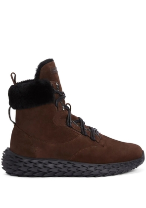 Giuseppe Zanotti shearling-trim hi-top sneakers - Brown