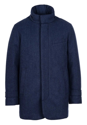 Norwegian Wool down-lined herringbone coat - Blue