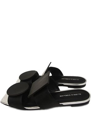 Gloria Coelho square-toe circular-detail flat sandals - 1002 PRETO